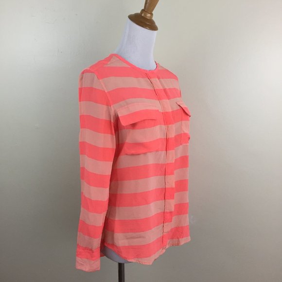 Equipment Tops - EQUIPMENT 100% Silk Large Striped Button Shirt